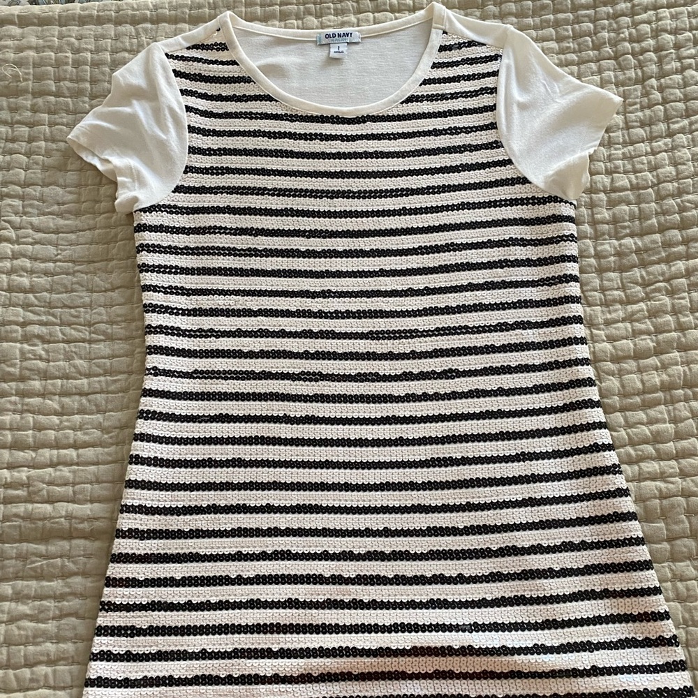 Striped sequin tee